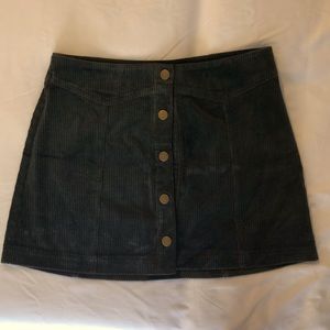 Dark Olive Green Corduroy Mini Skirt Size Medium